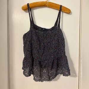 American Eagle Outfitters Navy Floral Eyelet Camisole